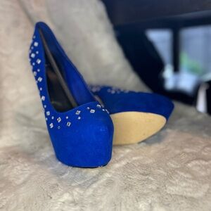 Royal Blue Studded Platform Heels